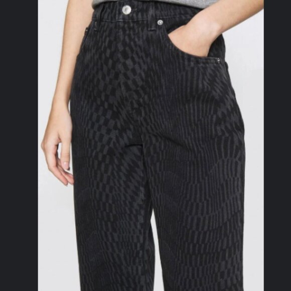 Topshop 90s Straight Jeans Black Warp Print W 28 L 30 Denim Optical Illusion - Picture 10 of 10